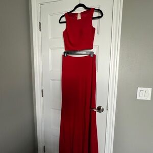 Red maxi two piece formal dress size small